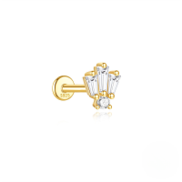 wholesale S925 Sterling Silver Geometric Irregular Zircon Cartilage Flat Head Spiral Ear Bone Stud-Single gold #9