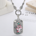 wholesale 990 Pure Silver Vintage Filigree Enamel Blue Lotus Pendant Necklace Women's Chinese Style Ornament Wholesale-0-1