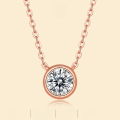 wholesale S925 rose gold plated sterling silver with moissanite bubble pendant necklace including chain, in stock-0-0