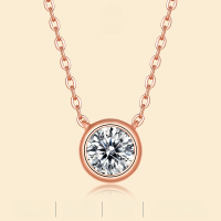wholesale S925 rose gold plated sterling silver with moissanite bubble pendant necklace including chain, in stock-Necklace six claws 1 carat 925 silver (40+2.5+2.5 long)