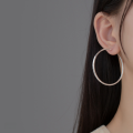 wholesale 990 Sterling Silver Square Engraved Minimalist Ins Style Hoop Earrings Fashion Trendy Cool Ear Accessories M02997-0-7