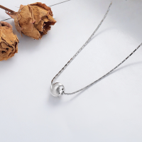 wholesale S925 Silver Fashion OL European and American Light Luxury Style Brushed Process Reflective Surface Round Pendant Trendy Necklace for Women-YL583M/approx. 3.5g 925 silver