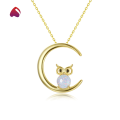 wholesale Moon and Owl Synthetic Opal OPAL Pendant S925 Silver Women's White Opal Playful Jewelry Necklace Pendant-0-0