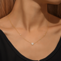 wholesale S925 Sterling Silver Classic Heart Full Zircon Fashion Versatile Necklace Korean Style Minimalist Design Luxury Advanced Collarbone Chain-0-2
