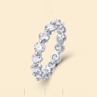 wholesale 925 Sterling Silver Ring Moissanite Luxury Set Closed Band Cross-Border TEMU Hot Selling New Style Source Wholesale-Moissanite 4.0 US 7