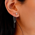 wholesale S925 Sterling Silver Chain Tassel Flower Zircon Earring Ear Wire Stud-0-2