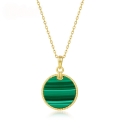 wholesale S925 Sterling Silver New Minimalist Trendy Geometric Circular Malachite Pendant Necklace Ins Style for Dropshipping-0-0