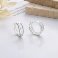 wholesale S925 Sterling Silver Korean-style Geometric Line Multi-layer Hollow Zircon Inlaid Design Trendy Earrings-YHR254/approx. 3.6g 925 silver