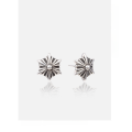 wholesale S925 sterling silver retro floral stud earrings, unisex cross flower chic Korean-style trendy accessories-0-0