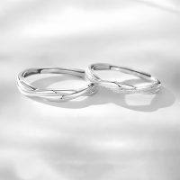 wholesale 925 Sterling Silver Minimalist Möbius Ring Couple Set, Luxury Modern Band for Her/Him, 520 Gift for Boyfriend/Girlfriend-Adjustable Möbius ring opening [Couple Ring] &gt;PR003818 Sterling Silver