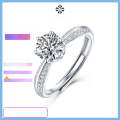 wholesale Metal S925 Silver Half Dome Ring for Women, Small and Niche, TikTok Live Hot-Selling Moissanite Ring, Does Not Fade-0-3