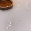 wholesale 999 Silver Maker S999 Dreamy Meteor Four-Leaf Clover Tassel Necklace, Niche Design, High-End Fashion, Minimalist Collarbone Chain-0-3