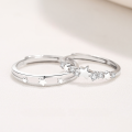 wholesale S925 Sterling Silver Meteor Whisper Couple Rings for Women, Light Luxury Fashionable High-End Feeling Ring for Men and Women, a Pair for Valentine's Day Gift-0-0
