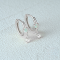wholesale S925 Sterling Silver Dainty Opal Earrings, Sweet Ear Clips, Small Hoop Earrings, Ear Cartilage Clasp Ear Jewelry-0-3