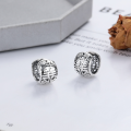 wholesale Aged S925 Sterling Silver Chinese-style Double Happiness Hollow Ear Clips with Ethnic Retro Design and Versatile Appeal-0-0