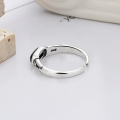 wholesale S925 Silver Cloud Tide Pavilion Fashion Retro Minimalist Black Zircon Personality Trend Creative Niche Design Open Ring-0-2