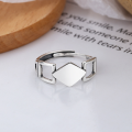 wholesale S925 Sterling Silver Korean-style Creative Geometric Square Triangle Punk Style Open Ring for Couples-0-2