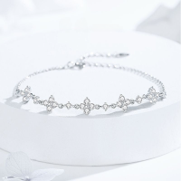 wholesale 925 Sterling Silver Douyin Live Popular Zircon Five-Flower Bracelet, Light Luxury High-End Minimalist Niche Design Hand Jewelry Wholesale-FDSL-026-Platinum 925 Silver