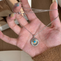 wholesale S925 Sterling Silver Daisy Turquoise Pendant Necklace Vintage Style Luxury Minimalist Small Design Collarbone Chain for Women-0-5