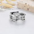 wholesale S925 silver European and American cross-border niche retro multi-layer wrap punk heavy metal design open ring-0-2