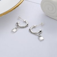 wholesale S925 Sterling Silver Ins-style Creative Padlock Pendant Chain Earrings Small Design C-Hoop Earrings for Women-YFR097/approx. 3.1g>925 silver