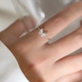 wholesale S925 Sterling Silver Diamond-Inlaid Butterfly Ring, Ins Style Design, Sweet and Elegant Women's Jewelry R01570-0-1