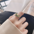 wholesale S925 Sterling Silver Korean-style Small Fresh Epoxy Enamel Green Butterfly Openwork Design Adjustable Ring-0-3