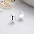wholesale S925 Silver Fashionable Korean and Japanese Style Oval Teardrop Trendy Minimalist Commuter Versatile Earrings Ear Clips-0-1