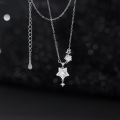wholesale S925 Sterling Silver Fresh and Sweet Ins Style Niche Exquisitely Inlaid Five-Pointed Star Necklace Y01991-0-0