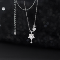 wholesale S925 Sterling Silver Fresh and Sweet Ins Style Niche Exquisitely Inlaid Five-Pointed Star Necklace Y01991-S925 Silver Necklace 925 Silver
