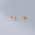 wholesale S925 Silver Stud Earrings for Women, Hollow Heart, Small and Delicate, Threaded Bead Ear Accessories G8861-0-3