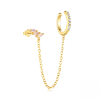 wholesale S925 Sterling Silver, New Drop-style Earrings, Versatile Ear Clips Hoops-Single gold #3&gt;925 silver