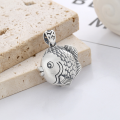 wholesale S925 Sterling Silver Retro Antique Matte Craft Cute Kissing Pouty Fish Koi Pendant for DIY Pairing-0-1