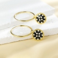 wholesale 925 Sterling Silver Summer Women's Fashion Mature Large Hoop Commuter Earrings Retro Versatile Checkerboard Pattern Earrings High-end Earrings-0-2