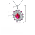 wholesale S925 Silver Cultured Ruby Necklace European and American Personalized Design Style Princess Classic Crystal Gemstone Pendant-0-5