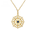 wholesale 18K Gold Jewelry Wholesale Manufacturer of Artistic Vintage Openwork Star Sapphire and Full-Cut Diamond Necklace Accessories-0-0