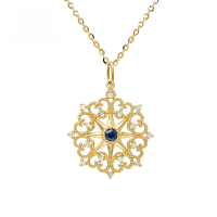 wholesale 18K Gold Jewelry Wholesale Manufacturer of Artistic Vintage Openwork Star Sapphire and Full-Cut Diamond Necklace Accessories-High Sapphire Necklace>18K