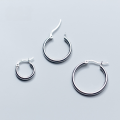 wholesale Metal S925 silver ear studs with smooth round circle, geometric hollow design, trendy drop earrings E9786-0-1