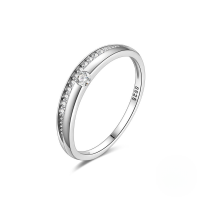 wholesale 925 Sterling Silver New Classic Four-claw Set Moonstone Ring With Turquoise-Platinum #5&gt;7