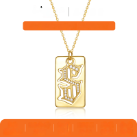 wholesale Metal: S925 Silver Gold-Plated Trendy Letter S Necklace Pendant Choker Chain Ready to Ship Wholesale Jewelry for Independent Websites-Platinum (with certificate)  925 silver