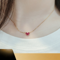 wholesale 18K Gold Red Ruby Heart Necklace, StarJewelry Same Style Heart-shaped Collarbone Chain for Valentine's Day Gift-0-0