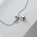 wholesale S925 Sterling Silver Fashion Balance Ball Bead Necklace for Women, Internet-Famous Retro Style Short Collarbone Chain D7033-0-0