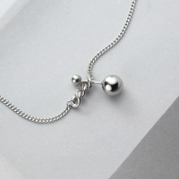 wholesale S925 Sterling Silver Fashion Balance Ball Bead Necklace for Women, Internet-Famous Retro Style Short Collarbone Chain D7033-S925 Silver Necklace 925 Silver