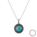 wholesale S925 sterling silver necklace with turquoise pendant, oxidized silver vintage design layered choker for women, wholesale-0-0