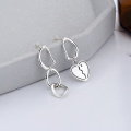 wholesale S925 Sterling Silver Korean-style Geometric Asymmetric Minimalist Heart Earrings, Creative Niche Design Earrings for Women-0-1