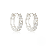 wholesale S925 Sterling Silver Double-layer Cross Drop Earrings With Crystal Heart Teardrop Design-Platinum #6 925 silver