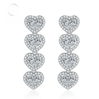 wholesale S925 Silver New Four Heart Earrings Simple Fashion European and American Style Ins Internet Popular Hot Selling Model-E246 Heart-Shaped White Diamond 925 Silver