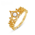 wholesale S925 Sterling Silver Gold-Plated Japanese and Korean New Light Luxury Shell Pearl Ring Openwork Lace Ring for Women Wholesale from Manufacturers-0-0