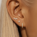 wholesale S925 Sterling Silver Classic Eight-pointed Star Zircon Ear Hoop And Stud Earring Set,-0-2