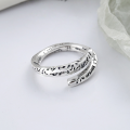 wholesale S925 Sterling Silver Unisex English Graffiti Adjustable Open Ring Trendy Cool Index Finger Ring High-End-0-0